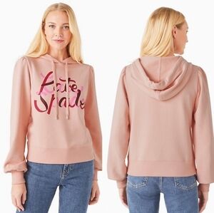 Kate Spade Ribbon Hoodie Women's XSmall Pink Pullover Sweatshirt Logo